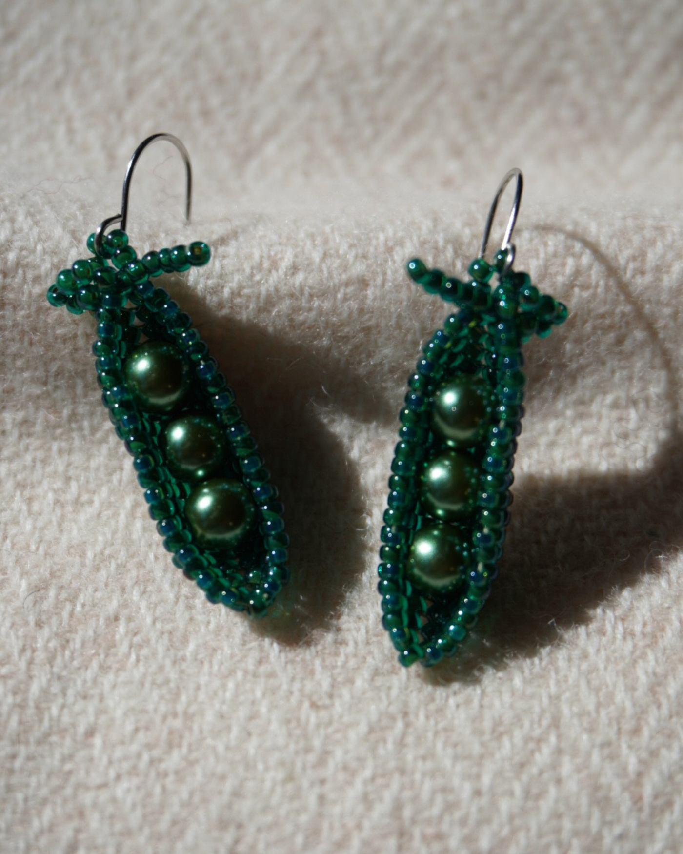 Beaded Pea Pods Earrings | Fiddle Fig