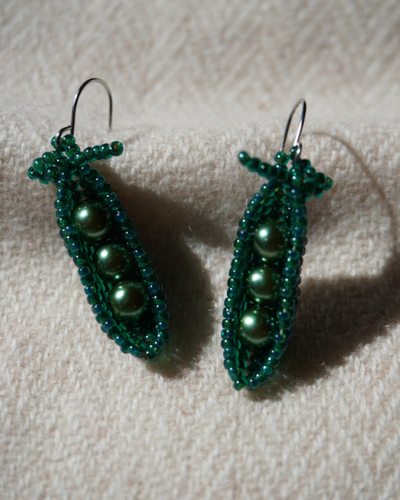 Beaded Pea Pods Earrings | Fiddle Fig