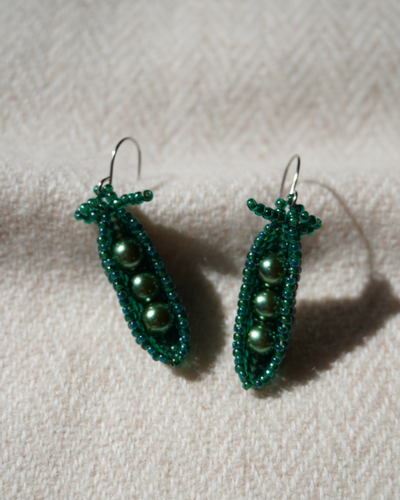 Beaded Pea Pods Earrings | Fiddle Fig