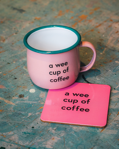 A Wee Cup Of Coffee Pink Mug & Coaster Set | Born & Bred