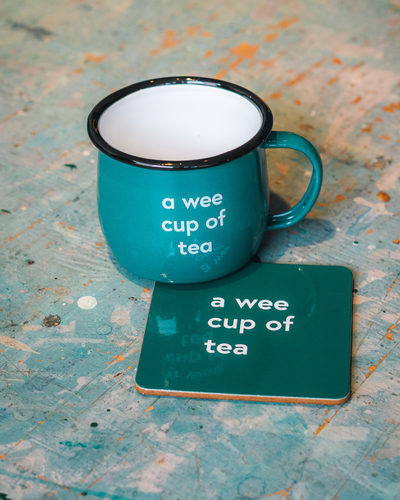 A Wee Cup Of Tea Green Mug & Coaster Set | Born & Bred