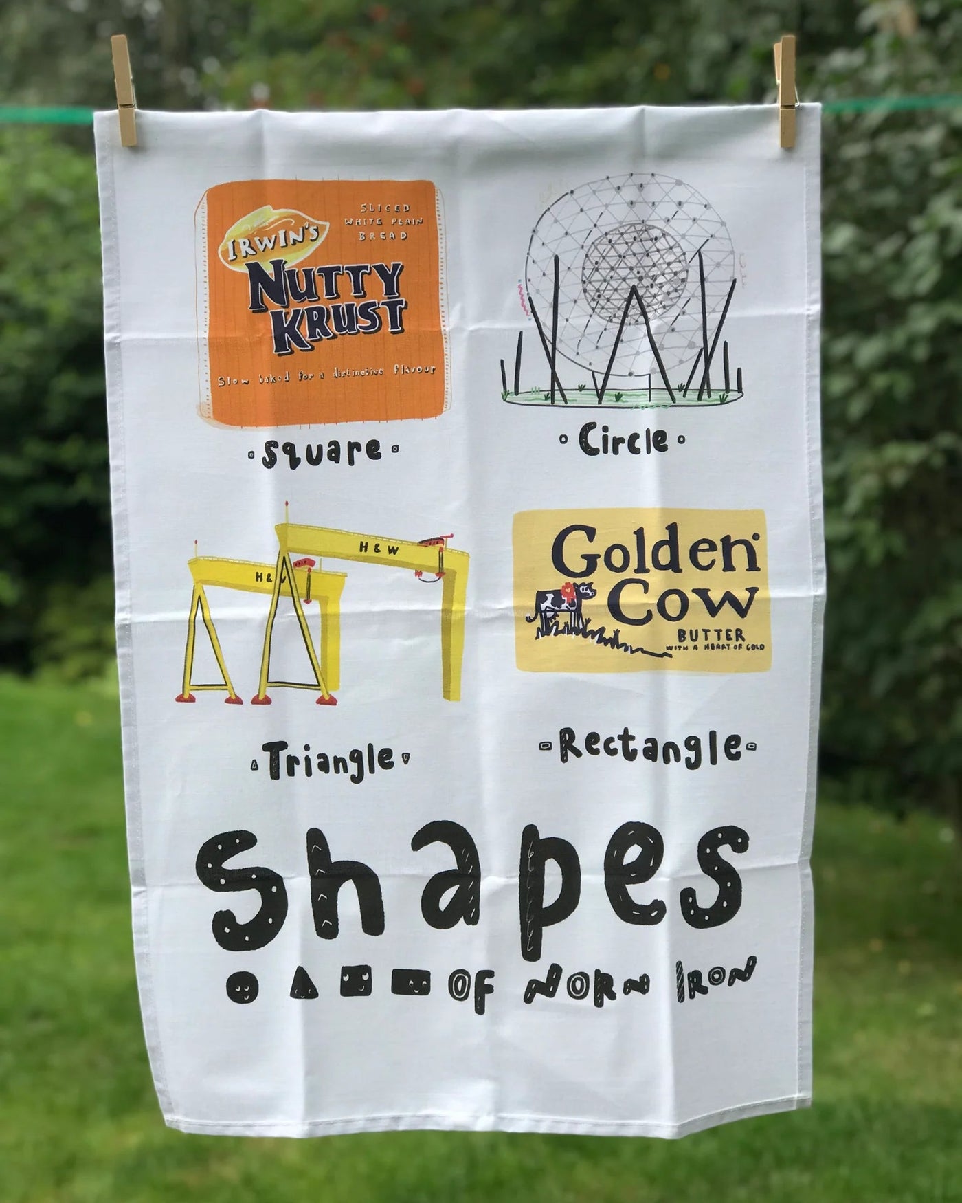 Shapes of Norn Iron Tea Towel