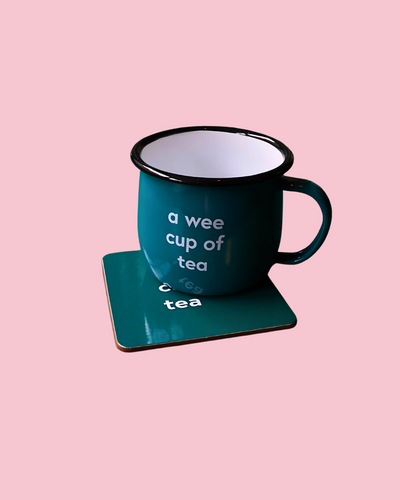 A Wee Cup Of Tea Green Mug & Coaster Set | Born & Bred