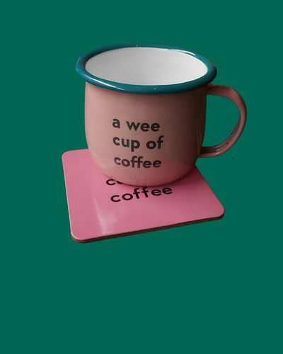 A Wee Cup Of Coffee Pink Mug & Coaster Set | Born & Bred