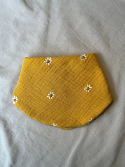 Mustard Embroidered Daisy Bib | Milk & Joy