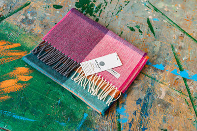 Hyacinth and Orange Lambswool Scarf | McNutt Of Donegal