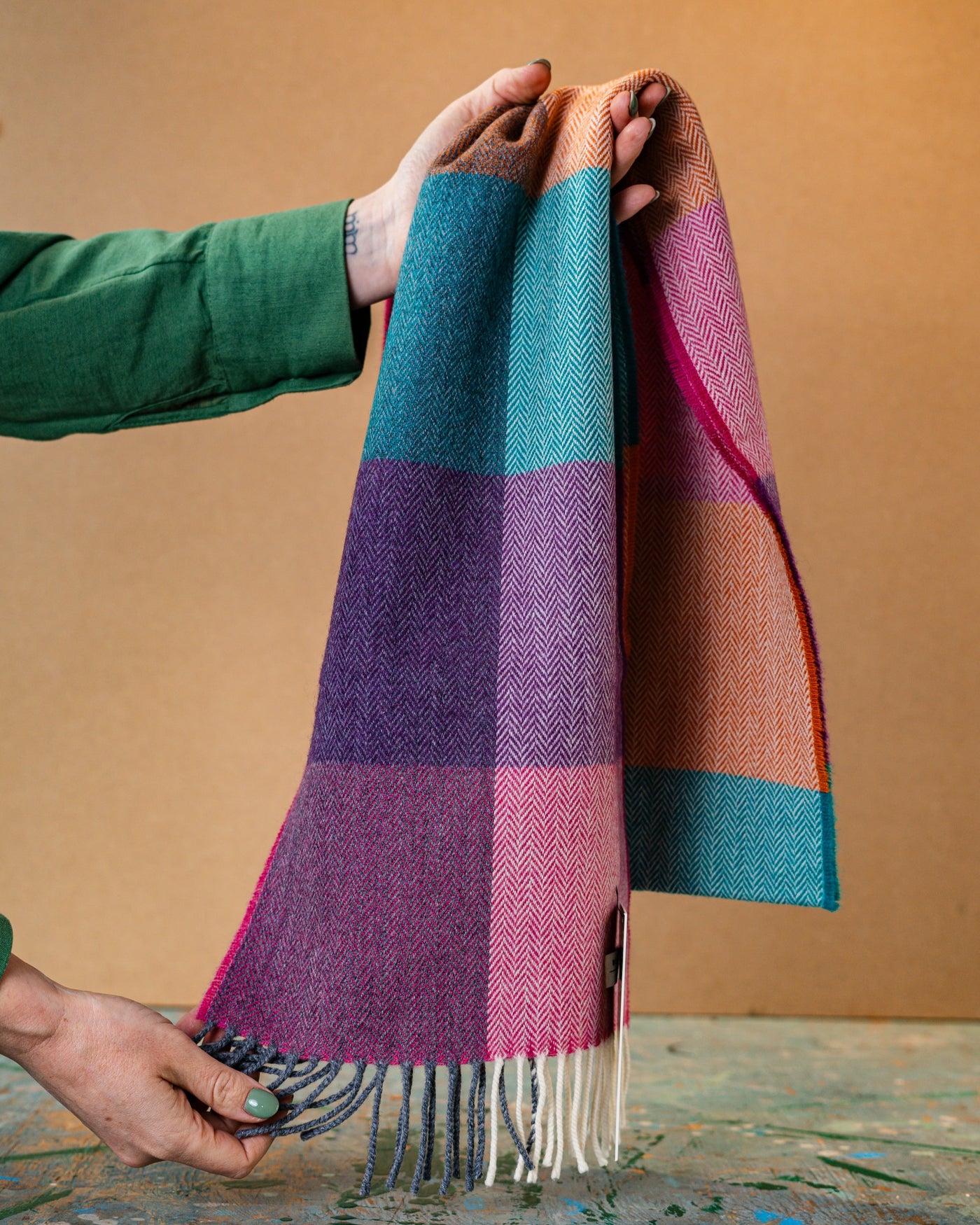 Hyacinth and Orange Lambswool Scarf | McNutt Of Donegal