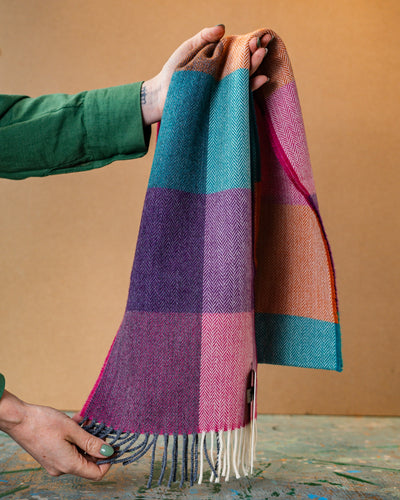 Hyacinth and Orange Lambswool Scarf | McNutt Of Donegal