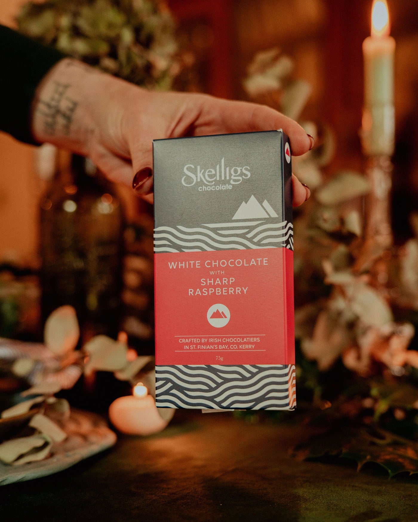 White Chocolate & Sharp Raspberry Chocolate Bar | Skelligs Chocolate