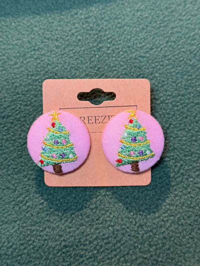 Christmas Tree Button Earrings | Breezita