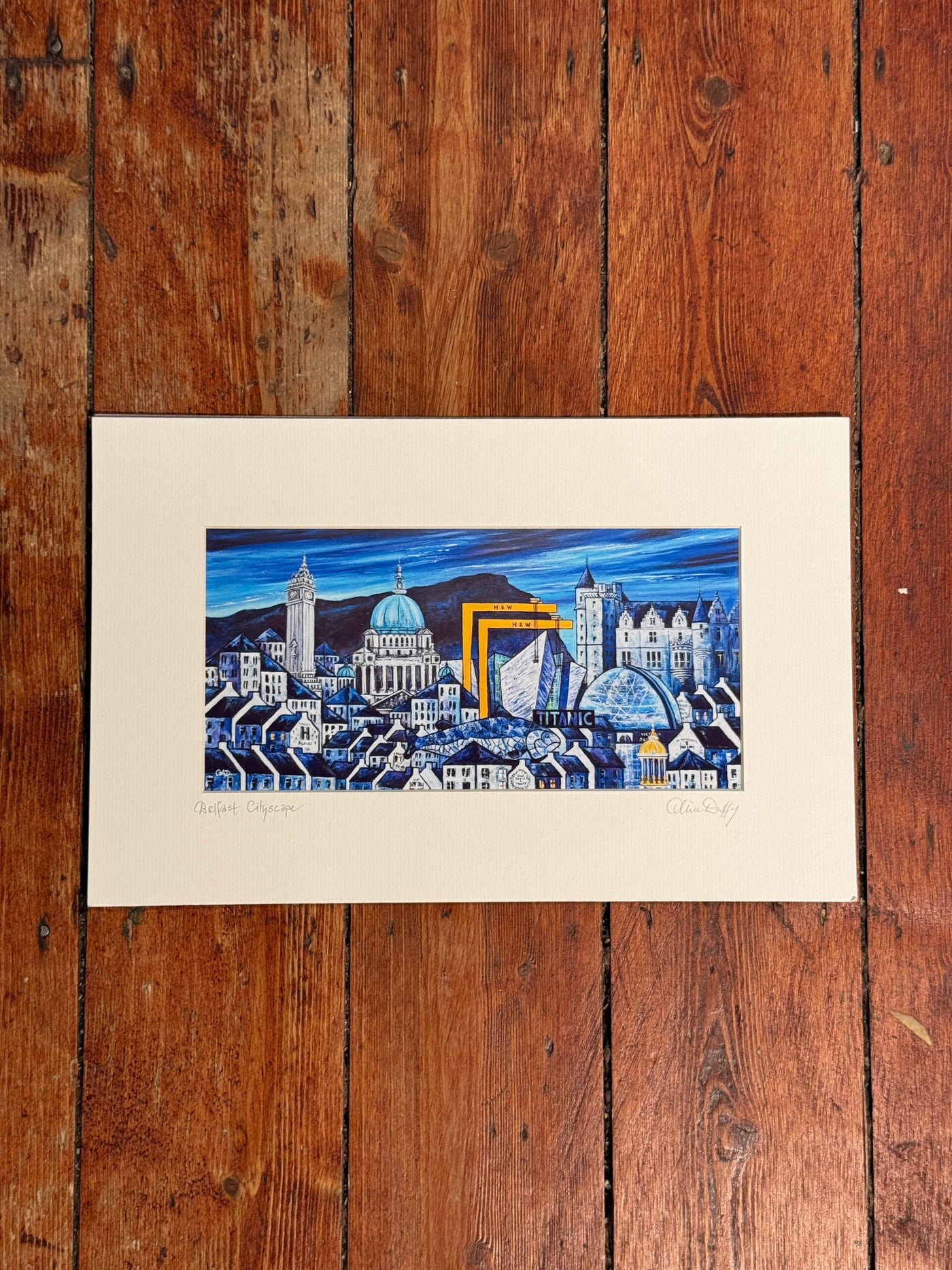 Large Blue Belfast Cityscape Print | Olive Duffy