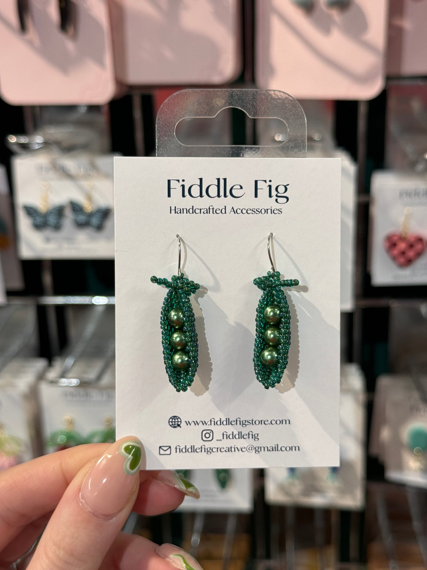 Beaded Pea Pods Earrings | Fiddle Fig