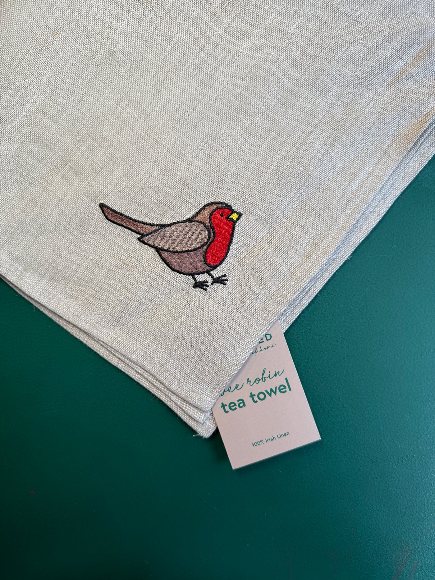 Wee Robin Irish Linen Tea Towel