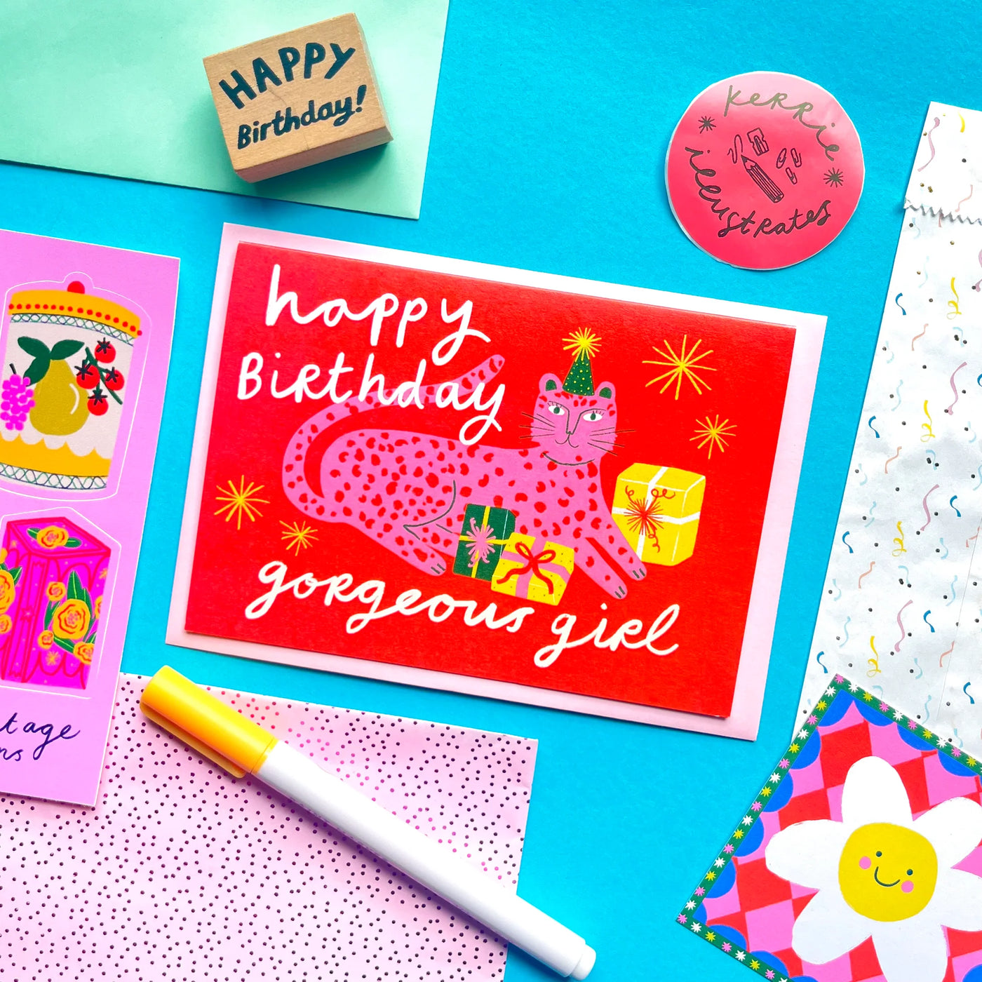 Happy Birthday Gorgeous Girl Card | Kerrie Illustrates