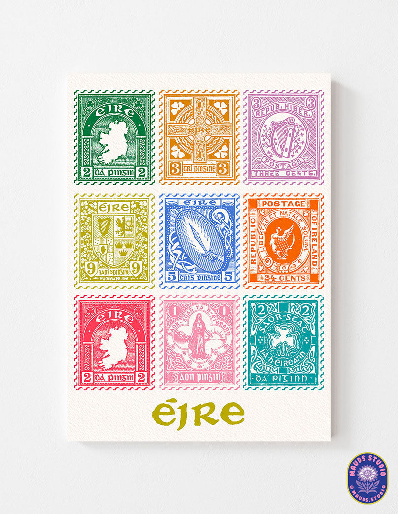 Colourful Irish Stamps Print | Mauds Studio