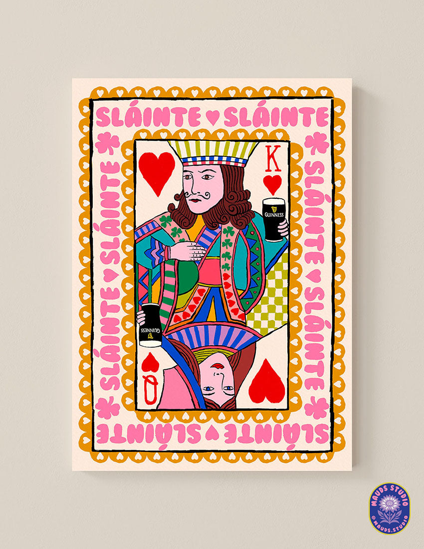 Sláinte | King and Queen of Pints Playing Card Print | Mauds Studio