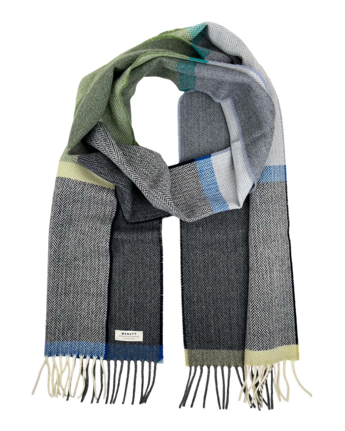 Navy & Smoke Check Lambswool Scarf | McNutt Of Donegal