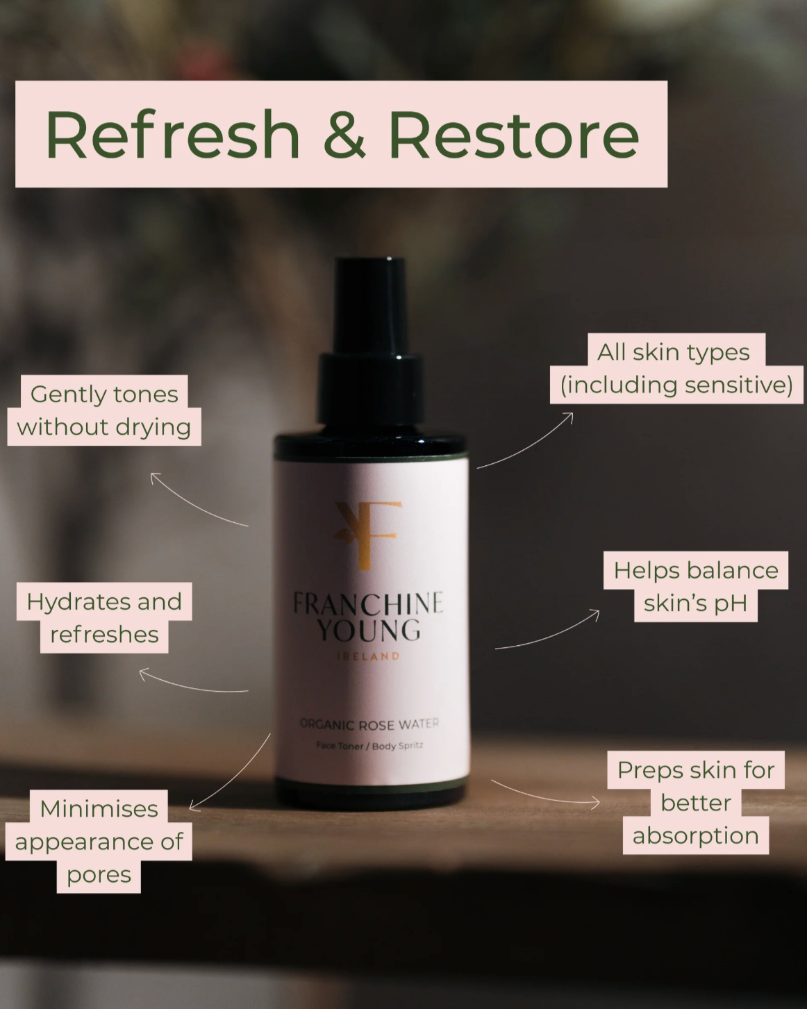 Organic Rose Water Toner Face Spritz | Franchine Young