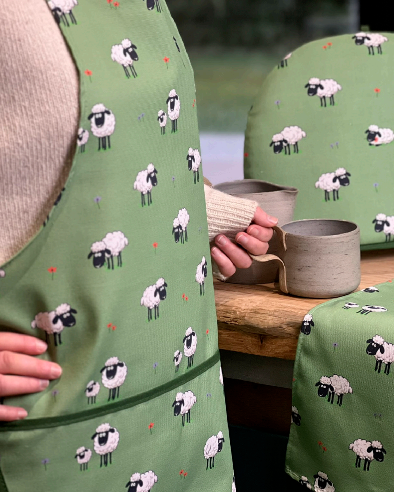 Green Fluffy Flock Cotton Apron | Samuel Lamont
