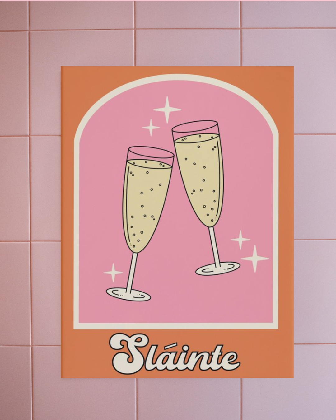 Slainte Champagne Glasses Print | Dochas Design Studio