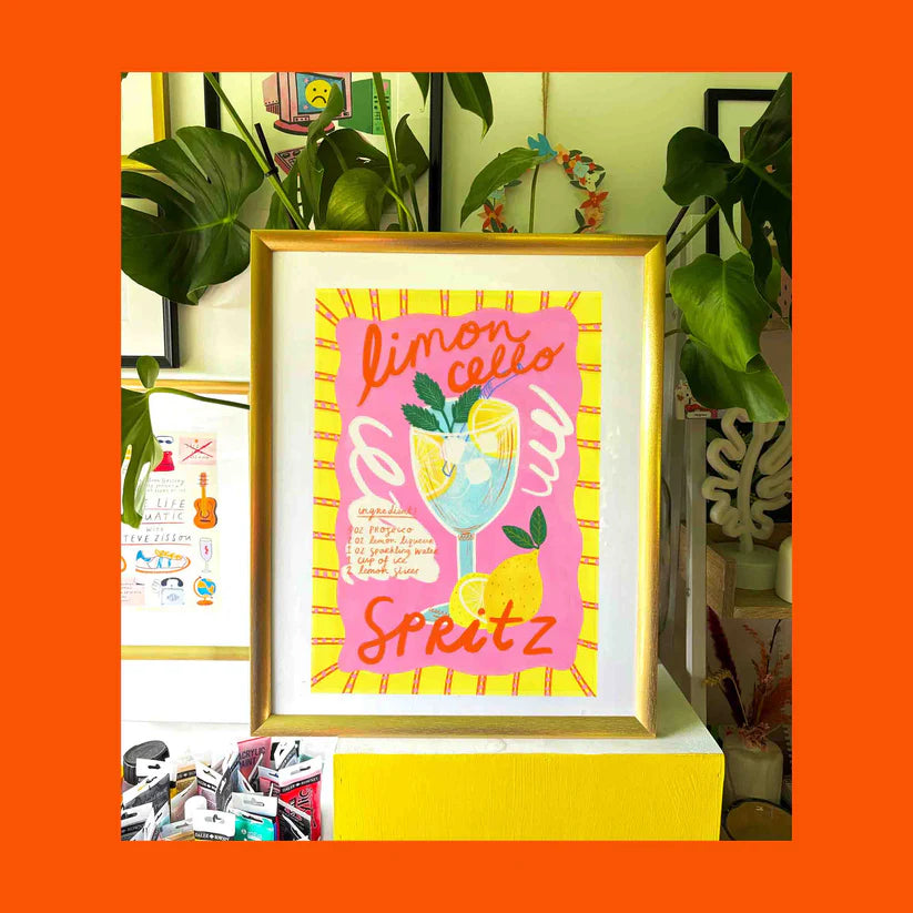 Limoncello Spritz Drink Colourful Art Print | Kerrie Illustrates