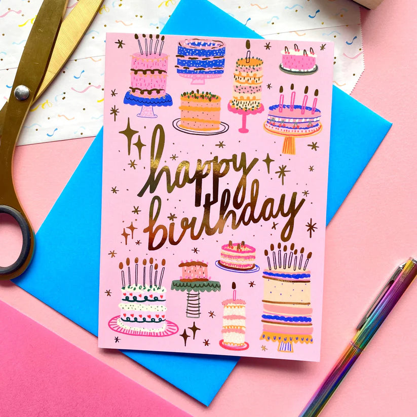 Happy Birthday Cakes Card | Kerrie Illustrates