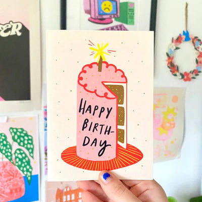 Happy Birthday Pink Cake Card | Kerrie Illustrates