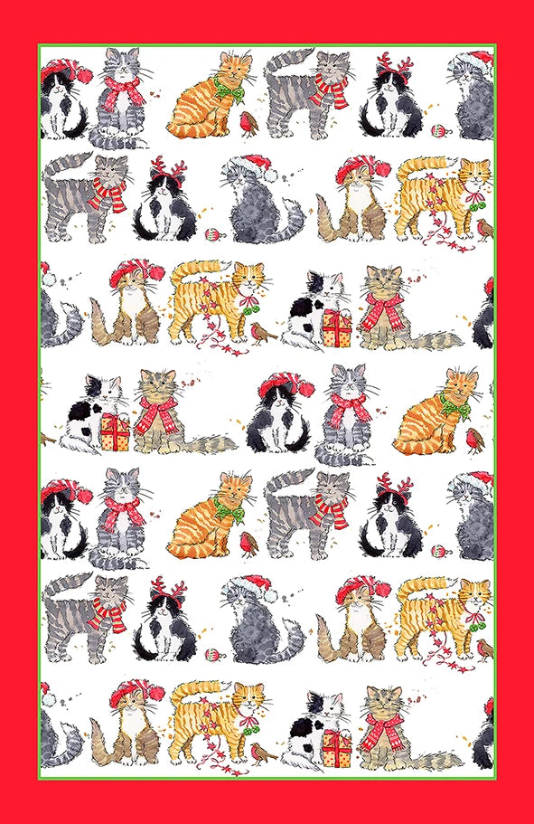 Christmas Cats Cotton Tea Towel | Samuel Lamont