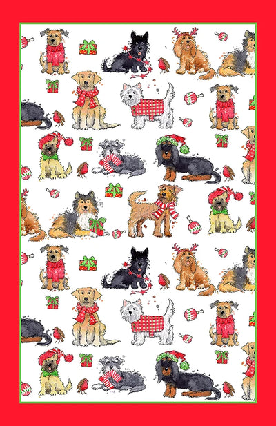 Christmas Dogs Cotton Tea Towel | Samuel Lamont