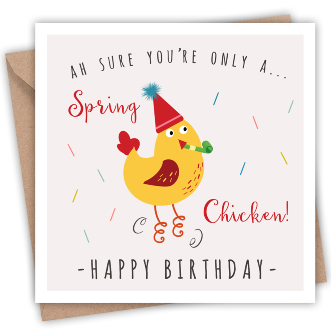 spring chicken birthday card