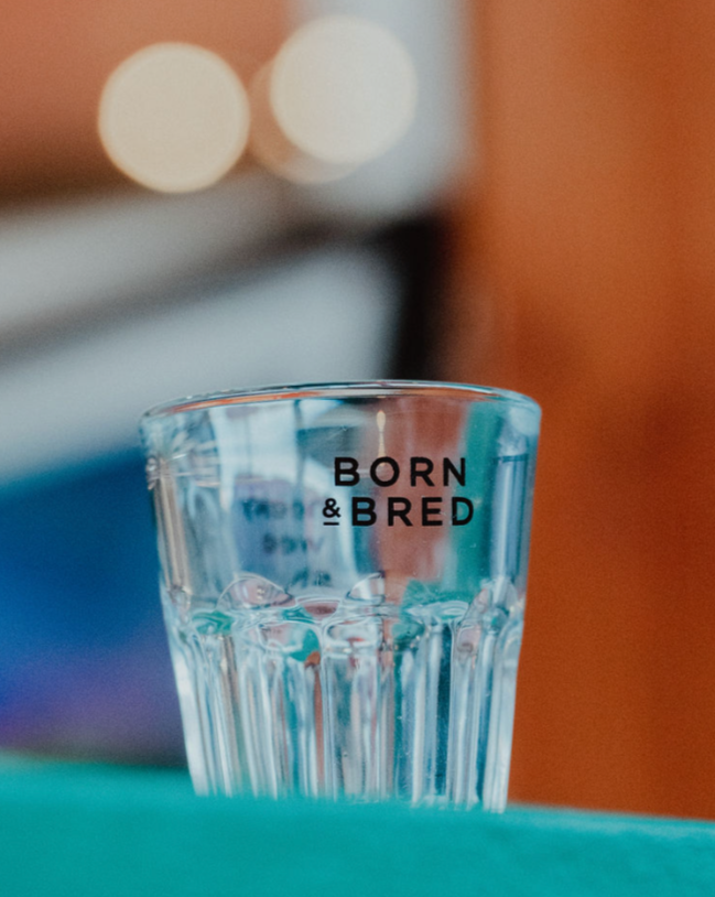 born and bred shot glass