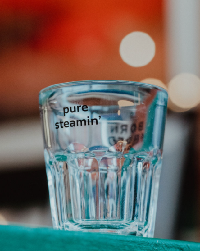 pure steamin' shot glass